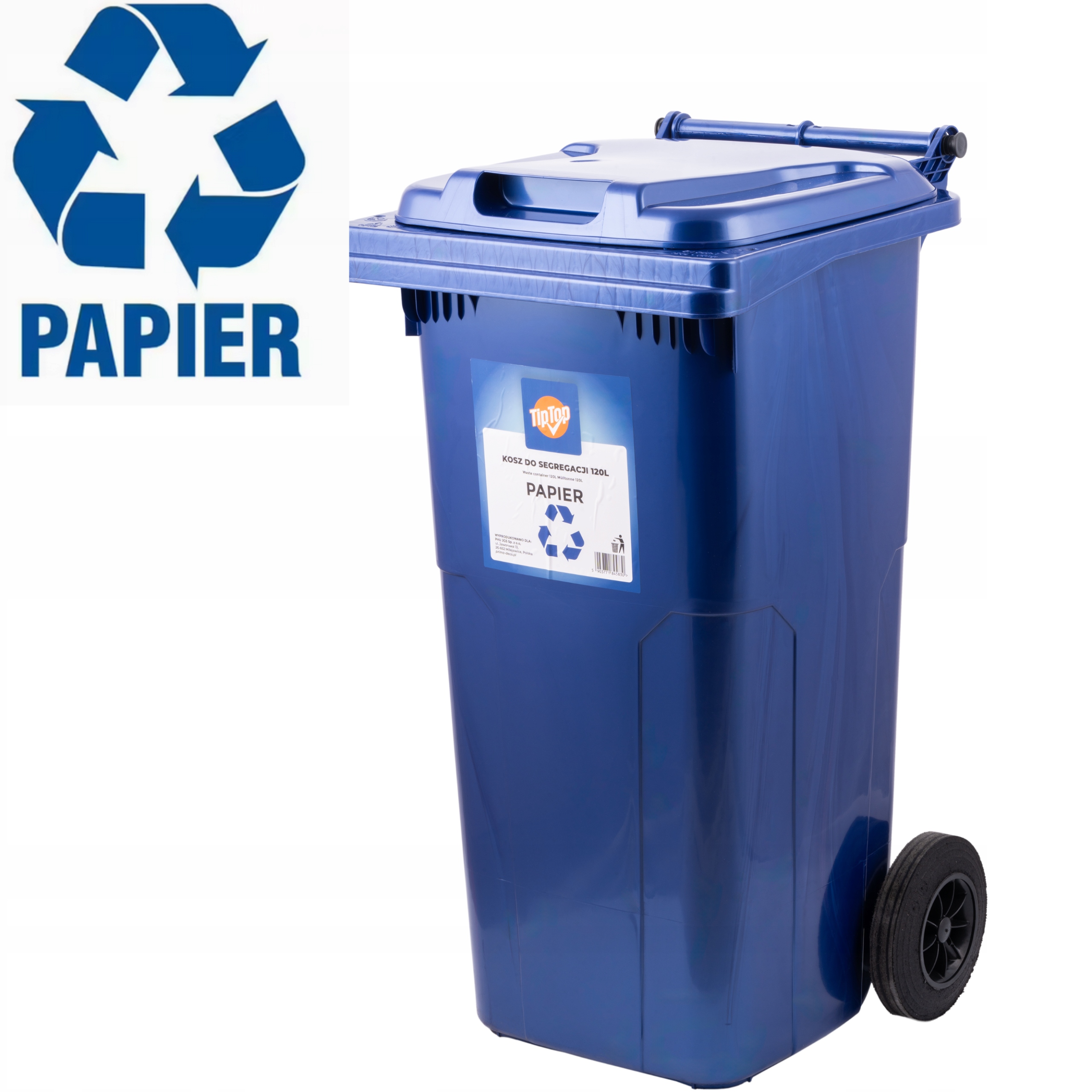 MODRÁ ODPADOVÁ KOŠ 120L NÁDOBA NA ODDELENIE ODPADU, VYSOKÝ PAPIER